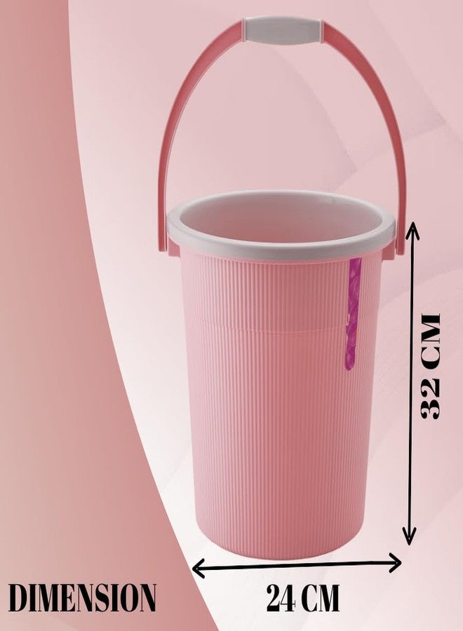 نابيا مجموعة نابيا المكونة من 6 قطع من إكسسوارات الحمام نيوتن، طقم حمام بلاستيكي مع دلو بلاستيكي سعة 20 لترًا، حوض استحمام، كوب صغير، كرسي كبير، علبة صابون، وسلة مهملات للمنزل والمطبخ والحمام (وردي) - Image 5